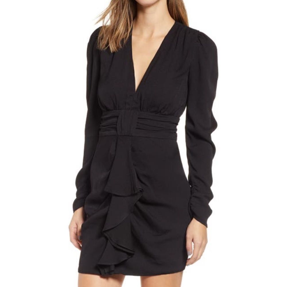 AFRM Ruched & Ruffled Mini Dress